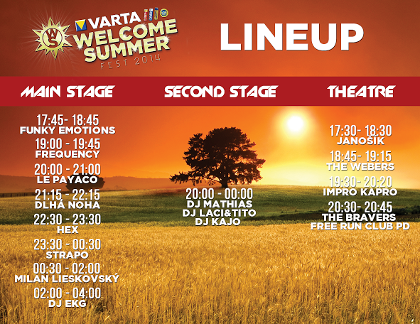 Line up Varta WELCOME SUMMER FEST 2014
