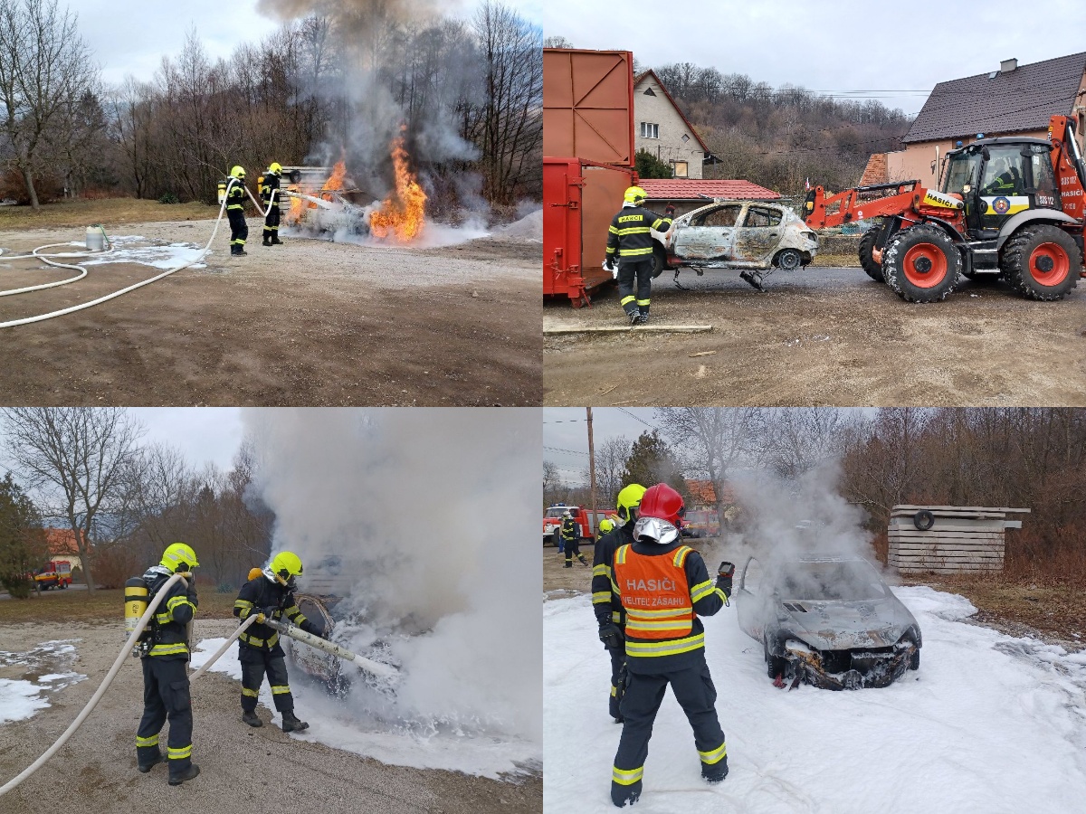 Foto: Prievidzskí hasiči si precvičili likvidáciu požiaru elektromobilu